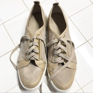 Calvin Klein gold and beige sneakers shoe size 7